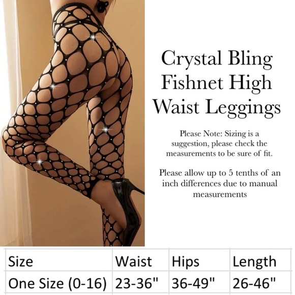 Sexy Crystal Bling Fishnet High Waist Leggings - Picture 16 of 16